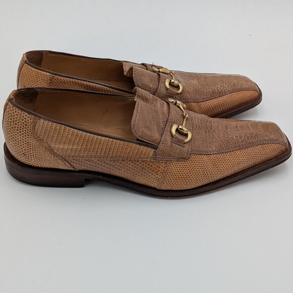 David Eden Ostrich Leg Lizard Loafers Men’s Dress Shoes Size 11Tan Cognac Color main image 7
